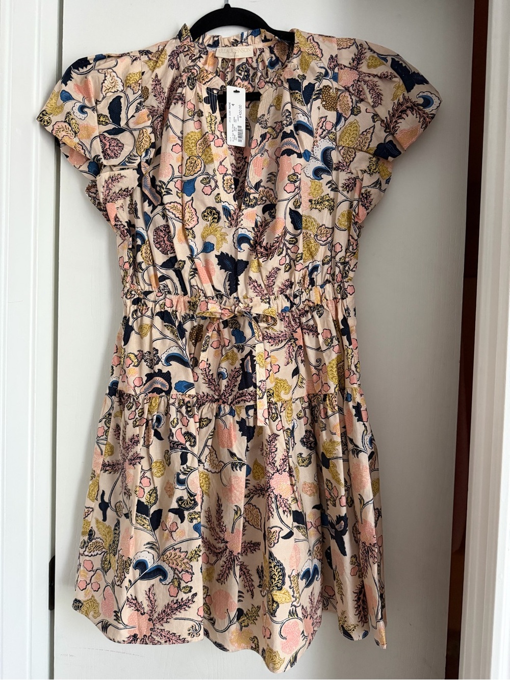 NWT Size 4 Ulla Johnson Pink Paisley Mini Dress with Navy & Mustard Accents - Picture 5 of 8